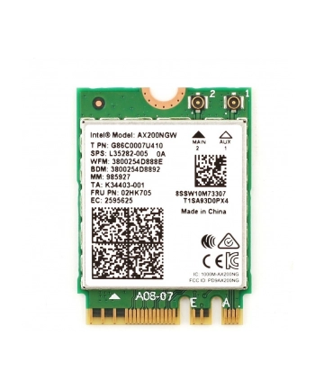 INTEL NIC WI-FI 6 AX200 2230 2x2 AX+BT No vPro
