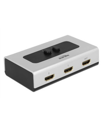 DELOCK 87663 Delock przełącznik Video 2-port HDMI - ręczny, szary