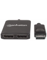 ic intracom MANHATTAN DisplayPort to 2-Port DP Splitter Hub with MST 4K30Hz USB Power Video Wall Function black - nr 8