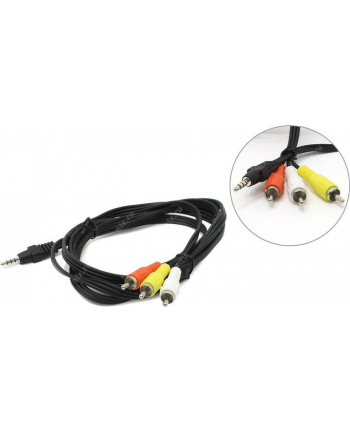 GEMBIRD CCA-4P2R-2M Gembird kabel audio JACK 3,5mm (4-pin) M / 3x RCA (CINCH) M, 2M, czarny