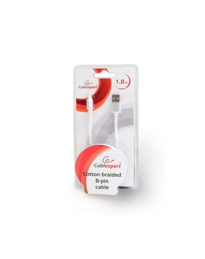GEMBIRD CCB-mUSB2B-AMLM-6-S Gembird kabel USB do 8-pin, oplot, wtyki w osłonie metalowej, 1.8m,srebrny główny