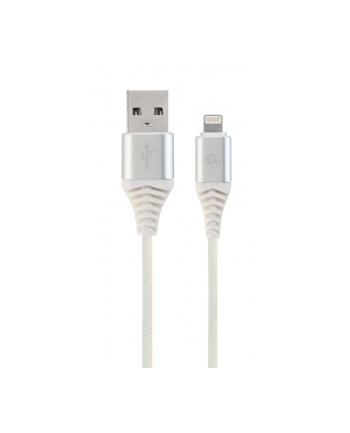 GEMBIRD CC-USB2B-AMLM-2M-BW2 Gembird Kabel Premium USB 2.0 do 8-pin (metalowe wtyki,oplot) 2m, srebrny/biały