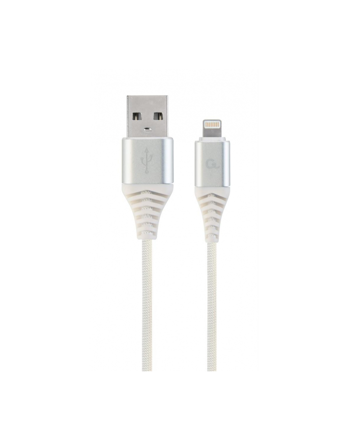 GEMBIRD CC-USB2B-AMLM-2M-BW2 Gembird Kabel Premium USB 2.0 do 8-pin (metalowe wtyki,oplot) 2m, srebrny/biały główny