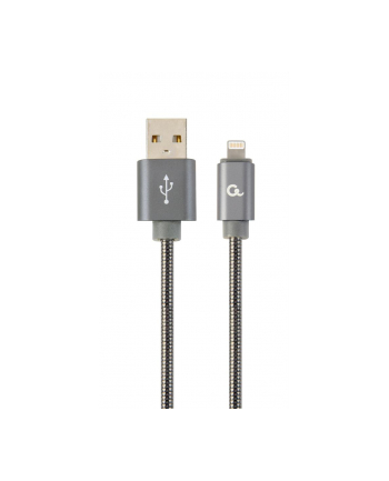 GEMBIRD CC-USB2S-AMLM-2M-BG Gembird Kabel Premium USB do 8-pin (metalowe wtyki,oplot spiralny)2m,szary metal
