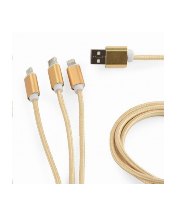 GEMBIRD CC-USB2-AM31-1M-G Gembird kabel USB 3w1 do ładowania micro USB/USB-C/8-pin, złoty, 1m
