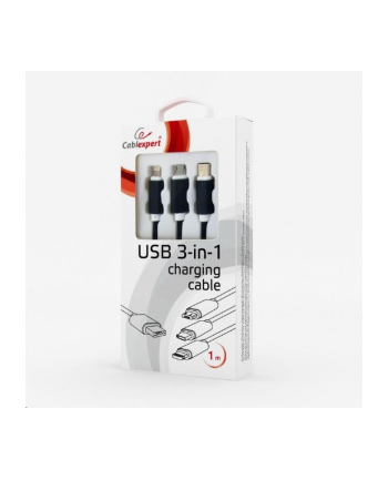 GEMBIRD CC-USB2-AM31-1M Gembird kabel USB 3w1 do ładowania micro USB/USB-C/8-pin, czarny, 1m