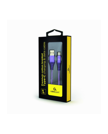 GEMBIRD CC-USB2B-AMCM-1M-PW Gembird premium kabel USB-C 2.0 (AM/CM) metalowe wtyki, oplot, 1m, fiolet/biały