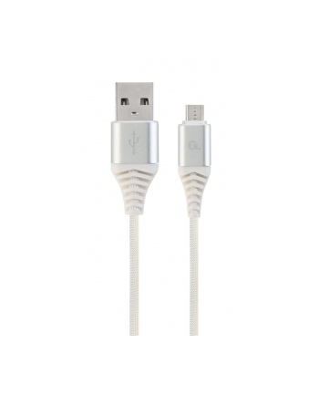 GEMBIRD CC-USB2B-AMmBM-1M-BW2 Gembird premium kabel micro USB 2.0 AM-MBM5P(metalowe wtyki,oplot) 1m,srebrn/bia