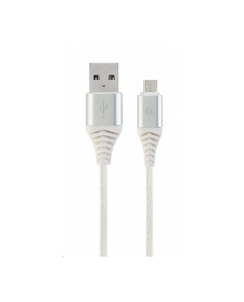 GEMBIRD CC-USB2B-AMmBM-1M-BW2 Gembird premium kabel micro USB 2.0 AM-MBM5P(metalowe wtyki,oplot) 1m,srebrn/bia