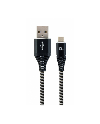 GEMBIRD CC-USB2B-AMmBM-1M-BW Gembird premium kabel micro USB 2.0 AM-MBM5P(metalowe wtyki,oplot) 1m,czarny/bia