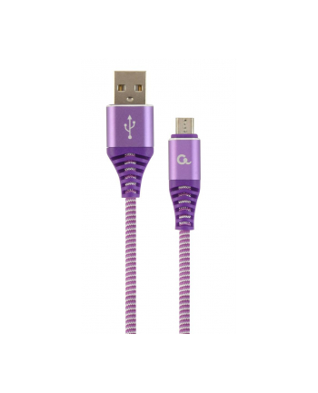 GEMBIRD CC-USB2B-AMmBM-1M-PW Gembird premium kabel micro USB 2.0 AM-MBM5P(metalowe wtyki,oplot) 1m,fiolet/bia