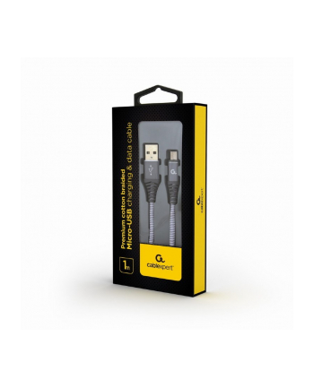 GEMBIRD CC-USB2B-AMmBM-1M-WB2 Gembird premium kabel micro USB 2.0 AM-MBM5P(metalowe wtyki,oplot) 1m,szary/biał