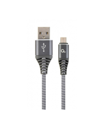 GEMBIRD CC-USB2B-AMmBM-2M-WB2 Gembird premium kabel micro USB 2.0 AM-MBM5P(metalowe wtyki,oplot) 2m,szary/biał