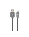 GEMBIRD CC-USB2S-AMCM-2M-BG Gembird kabel USB-C 2.0 (AM/CM) metalowe wtyki, oplot spiralny, 2m,szary metalik - nr 1