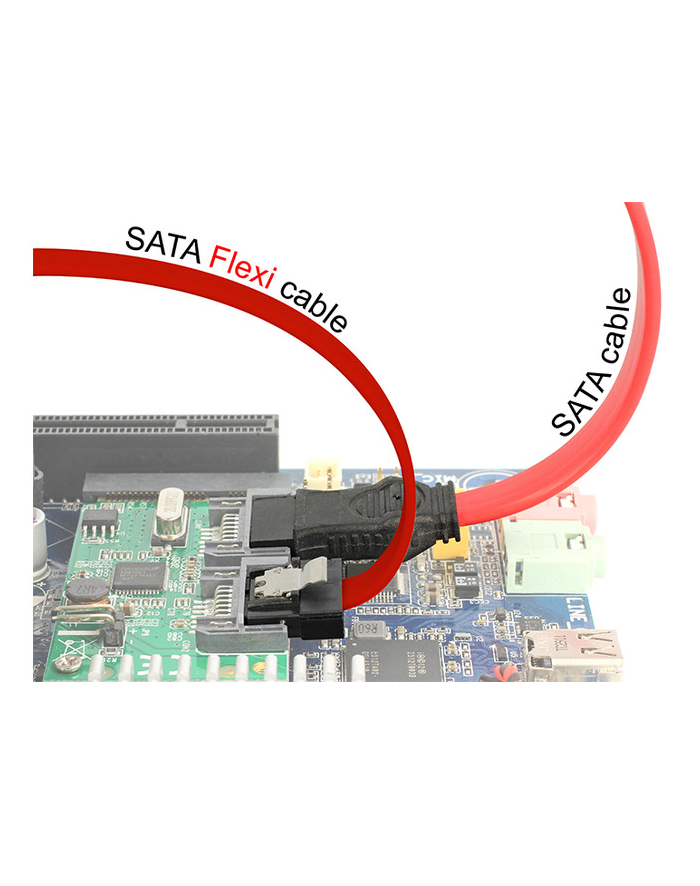 DELOCK 83832 Delock Przewód SATA FLEXI 6 Gb/s o dł. 10 cm, czerwony, metalowe zaciski główny