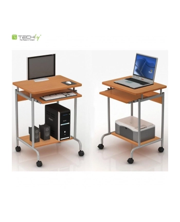 TECHLY 305694 Techly Biurko komputerowe Compact 600x450 z półką na klawiaturę buk/srebrne nr 1