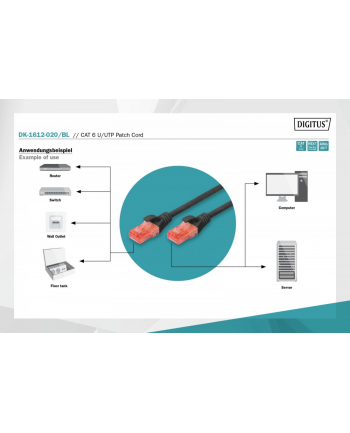 DIGITUS DK-1612-020/BL Kabel Digitus patch cord UTP, CAT.6, czarny, 2,0 m, 15 LGW