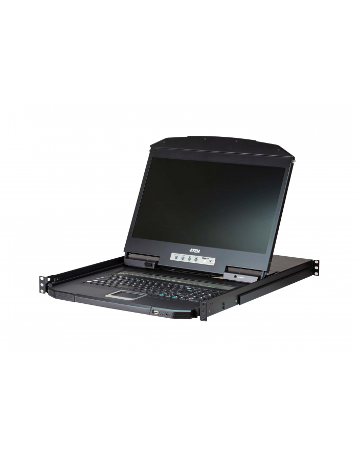 ATEN CL3108NX-ATA-AG ATEN 8-Port Short Depth PS/2-USB VGA Single Rail WideScreen LCD KVM Switch 18,5 główny
