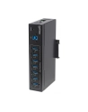 MANHATTAN 164405 Manhattan 7-Portowy przemysłowy hub SuperSpeed USB 3.0 7x USB-A metalowy czarny - nr 1