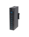 MANHATTAN 164405 Manhattan 7-Portowy przemysłowy hub SuperSpeed USB 3.0 7x USB-A metalowy czarny - nr 4