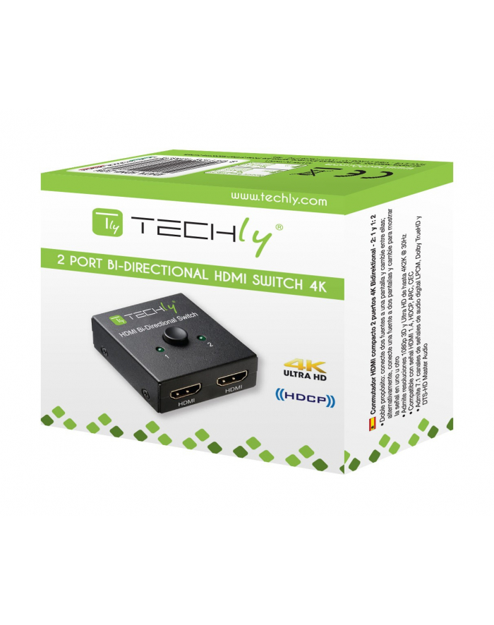 TECHLY 108606 Techly Dwukierunkowy 2-portowy przełącznik HDMI 2.0 2x1 lub 1x2 4K@60Hz główny