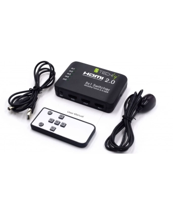 TECHLY 108637 Techly 5-Portowy przełącznik HDMI 2.0 5x1 4K@60Hz HDR z pilotem IR nr 1
