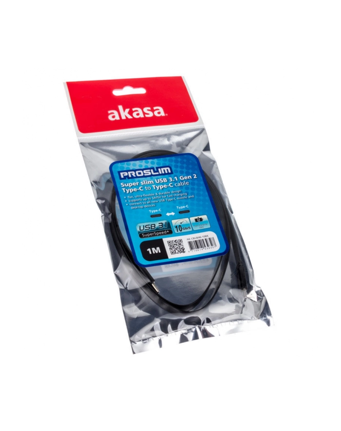 AKASA AK-CBUB46-10BK Akasa Super slim USB 3.1 Gen 2 Type-C - Type-C, kabel 1m główny