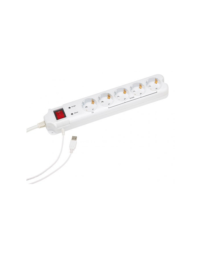 energenie (by gembird) ENERGENIE PCW-MS2G EnerGenie Listwa zasilająca z funkcją Master Slave, 5x Schuko, USB, biała główny