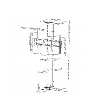 MACLEAN MC-866 Electric Height Adjustable TV Lift 37-65in with Remote Control max 50kg max VESA 600x400