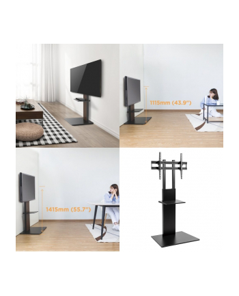 MACLEAN MC-865 Professional Modern TV Floor Stand with a Shelf for 37in - 70in Screens max load 40kg max VESA 600x400 Adjustable