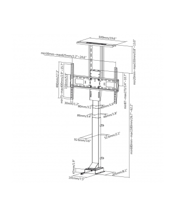 MACLEAN MC-866 Electric Height Adjustable TV Lift 37-65in with Remote Control max 50kg max VESA 600x400