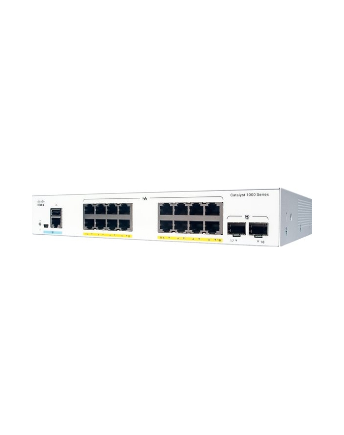 CISCO Catalyst 1000 16-Port Gigabit PoE+ PoE Budget 120W 2 x 1G SFP Uplinks LAN Base główny