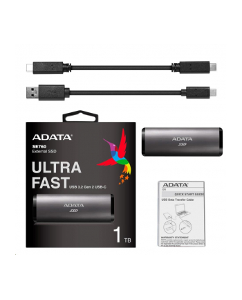 adata Dysk zewnętrzny SSD SE760 256G USB3.2-A/C Czarny