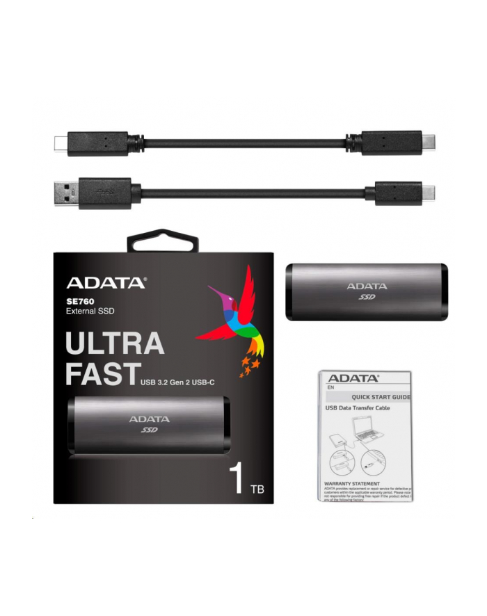 adata Dysk zewnętrzny SSD SE760 256G USB3.2-A/C Czarny główny