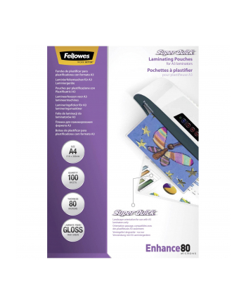 fellowes Folie do laminacji super quick 80 mik ,A4, 100 sztuk