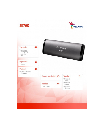 adata Dysk zewnętrzny SSD SE760 256G USB3.2-A/C Tytanowy