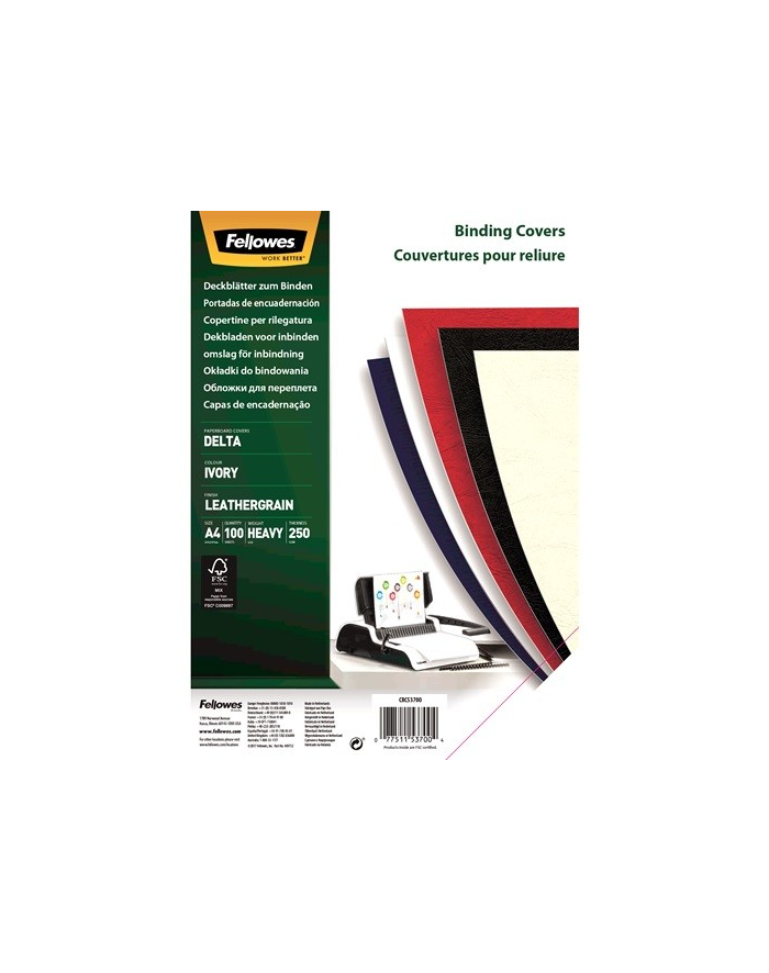 fellowes Okładki skóropodobne DELTA A4 kość słoniowa - FSC, 100 sztuk główny