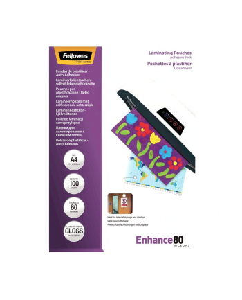 fellowes Folie do laminacji samoprzylepne 80mik A4, 100 sztuk