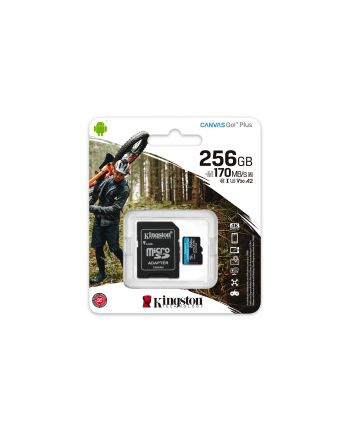 kingston Karta microSD 256GB Canvas Go Plus 170/90MB/s Adapter