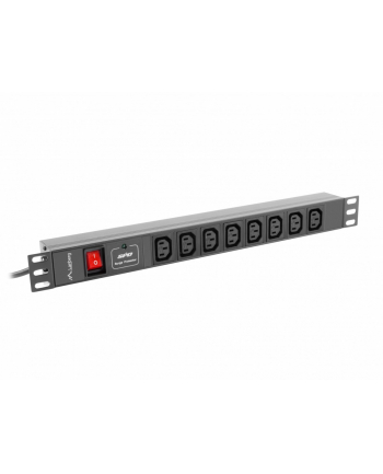 lanberg Listwa zasilająca Rack PDU 19 cali 1U 16A 8X IEC C13 2M Czarna