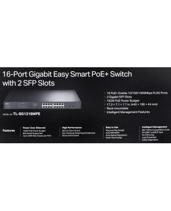 tp-link Przełącznik SG1218MPE 16xGE PoE+ 2xSFP