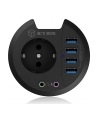 icy box ICYBOX Table Hub 4x USB 3.0 Type-A with Audio in-/output and Schuko Socket CEE 7/3 diameter 80 mm Black - nr 21