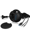 icy box ICYBOX Table Hub 4x USB 3.0 Type-A with Audio in-/output and Schuko Socket CEE 7/3 diameter 80 mm Black - nr 22