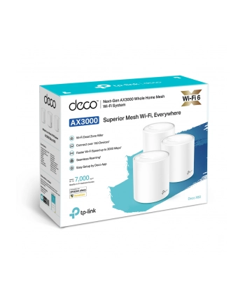 TP-Link System WiFi AX3000 Deco X60 (zestaw - 3 sztuki) / Quad-core CPU 2x GE RJ45 4x int.antennas MU-MIMO