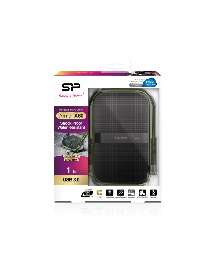Dysk zewnętrzny Silicon Power Armor A60 SP010TBPHDA60S3K (1 TB ; 25 ; USB 31; 5400 obr/min) główny