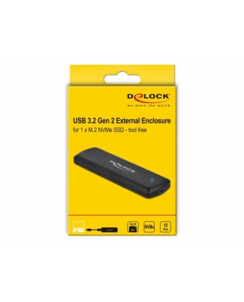 DELOCK OBUDOWA SSD ZEWNĘTRZNA M2 NVME PCIE USB TYPE-C 32 GEN2 BEZNARZĘDZIOWA