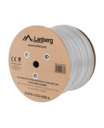 LANBERG KABEL UFTP KAT 6A 305M DRUT CU LSZH SZARY CPR+FLUKE PASSED