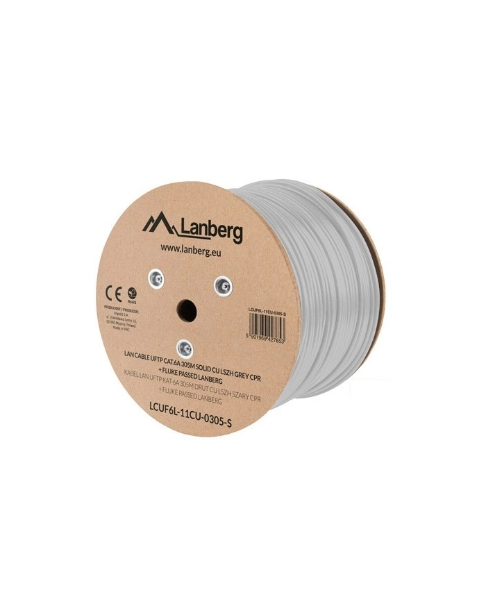 LANBERG KABEL UFTP KAT 6A 305M DRUT CU LSZH SZARY CPR+FLUKE PASSED główny