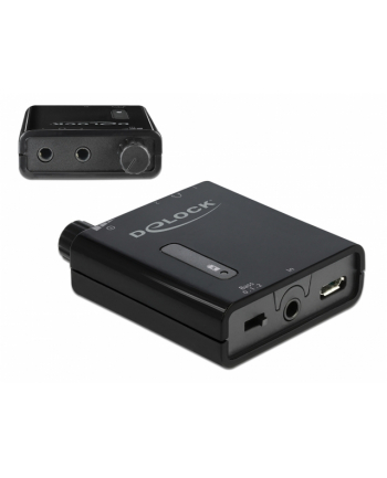 Wzmacniacz słuchawkowy Delock Minijack - 2x Minijack + micro USB czarny