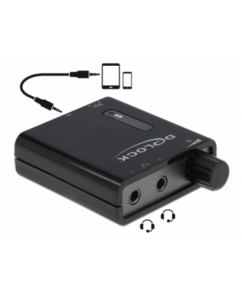 Wzmacniacz słuchawkowy Delock Minijack - 2x Minijack + micro USB czarny